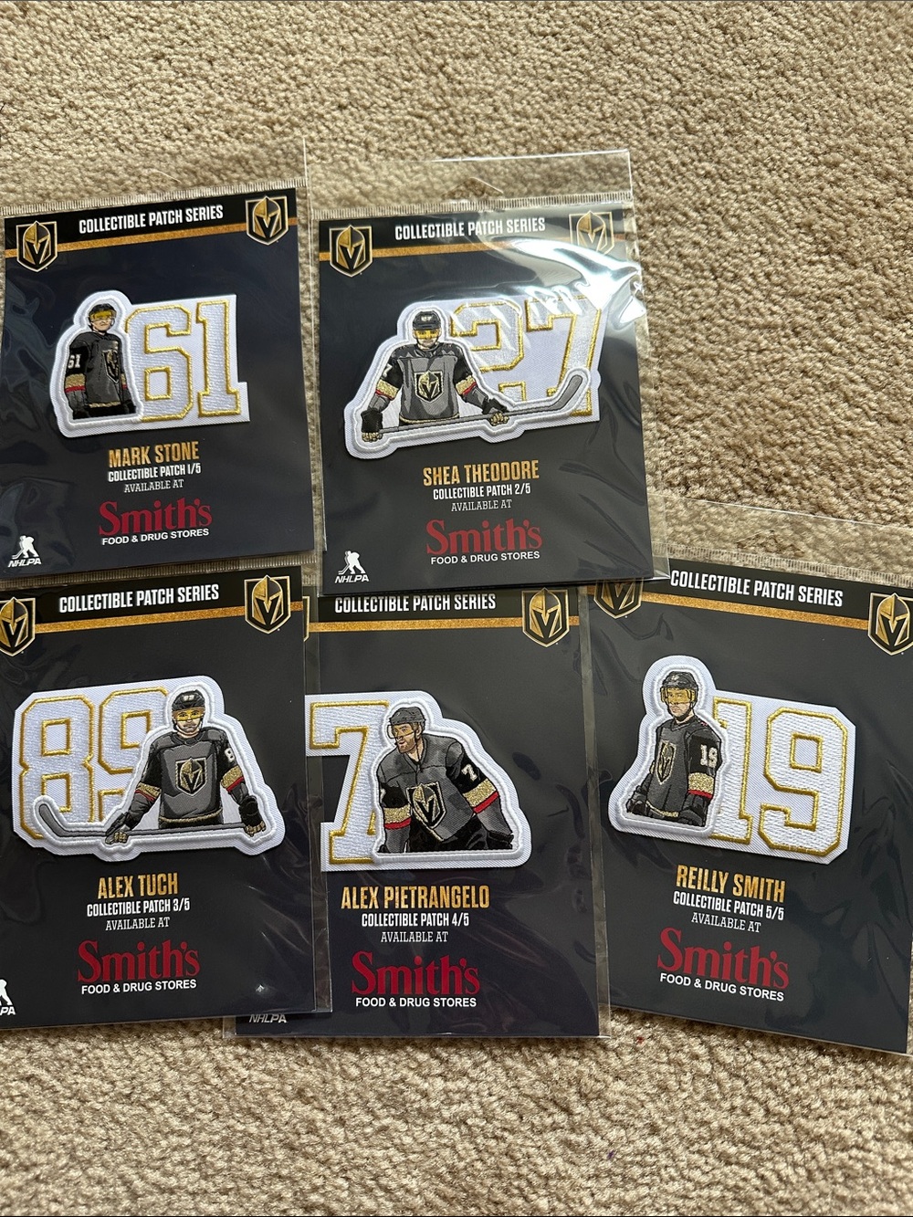 Vegas Golden Knights Collectible Hockey Patch set - White, Gold, Black